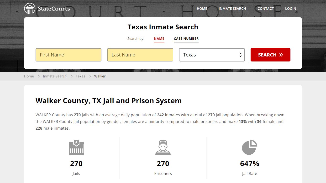 Walker County, TX Inmate Search - StateCourts